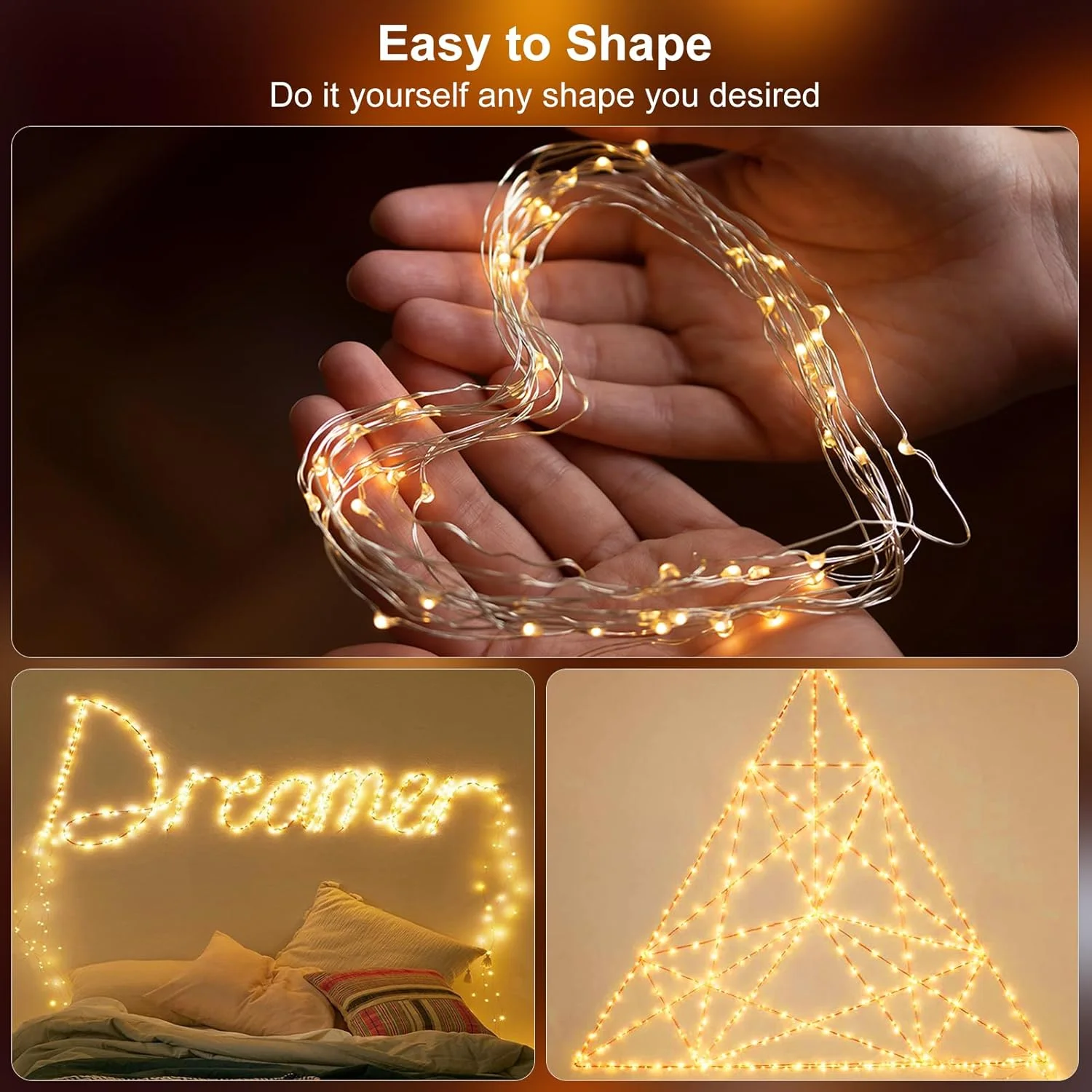 4Pcs Solar Copper Wire String Lights 400LED Outdoor Waterproof Fairy Lights Solar Powered Garland Light For Garden Patio Wedding Christmas Decoration