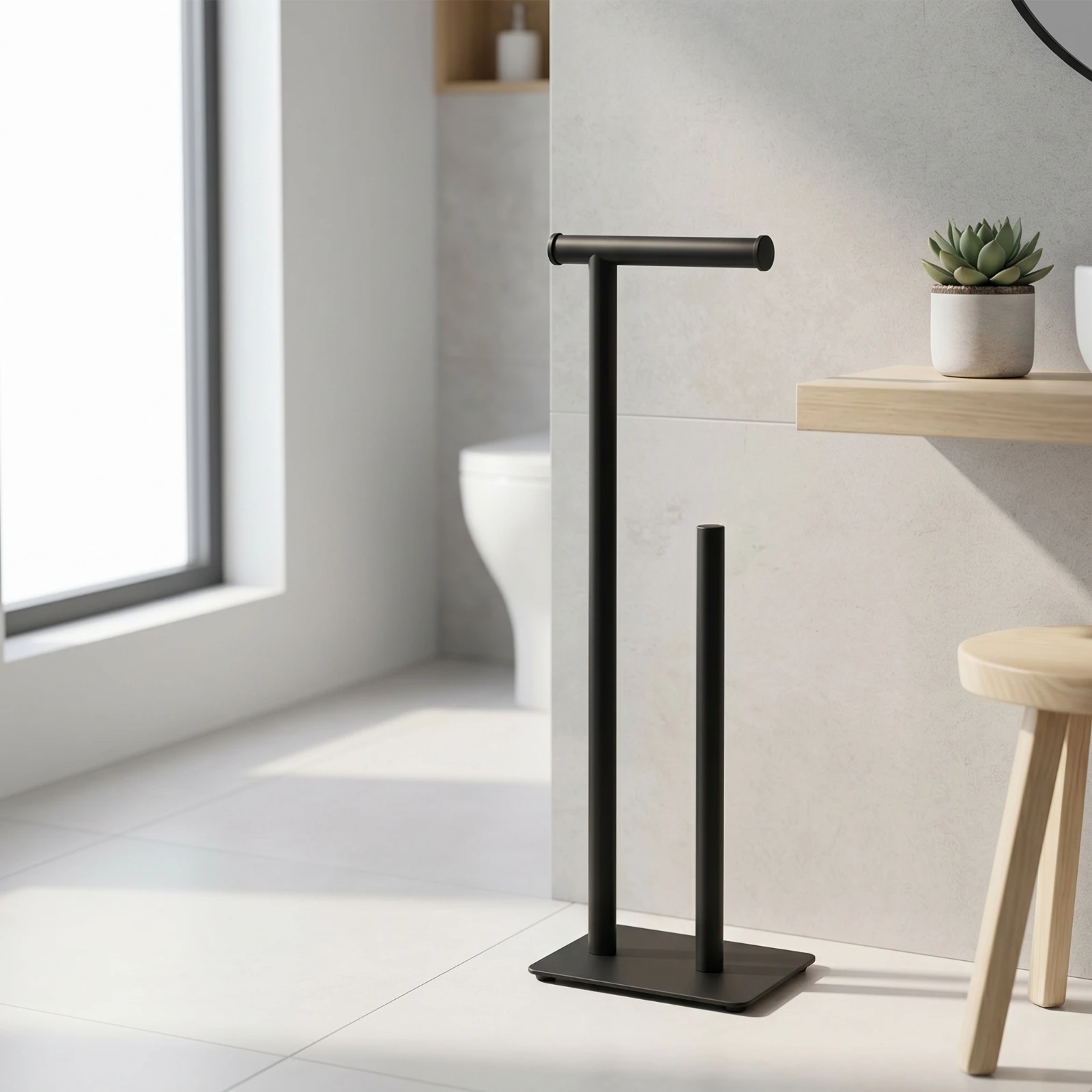 Freestanding Bathroom Tissue Holder Slim Toilet Roll Stand Bathroom Tissue Holder Practical Hardware Easy to Clean