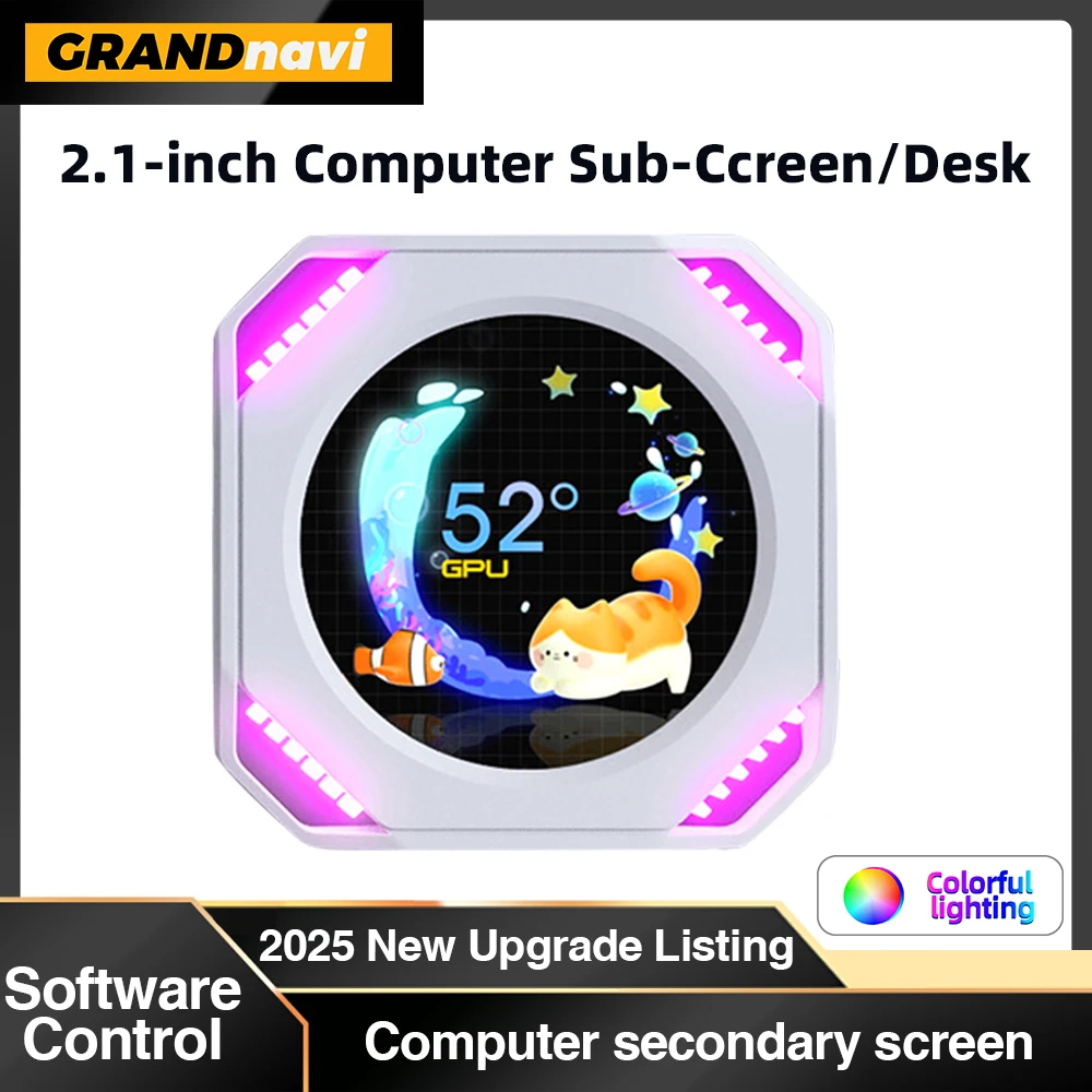 Mirabox DR21 2.1-Inch Case Secondary Screen Synchronous Display Monitoring Water-Cooled Screen Pc Accessory Customize Gifts