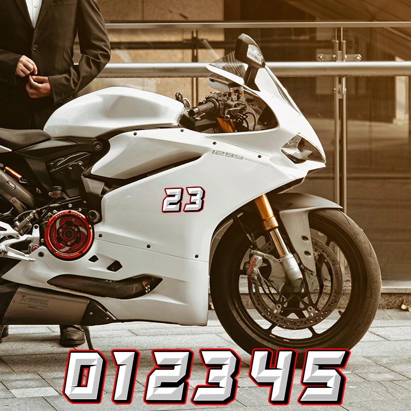 Motorcycle Number Sticker 0123456789 Motorcycle Stickers for Helmet Fuel Tank Windshield Side Panel Waterproof Sunscreen Decals
