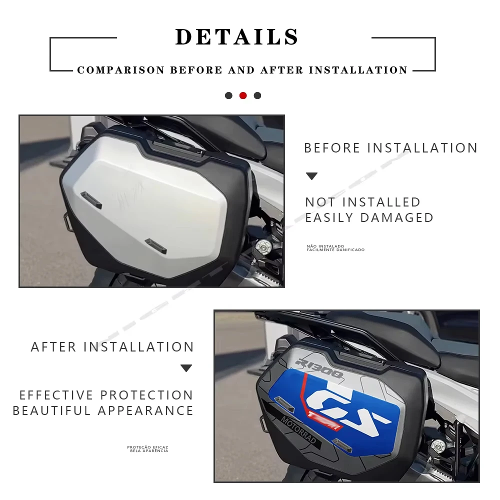 R1300GS accessori valigia adesivi Kit di protezione decalcomanie per R 1300 GS Triple Black Option 719 Light White