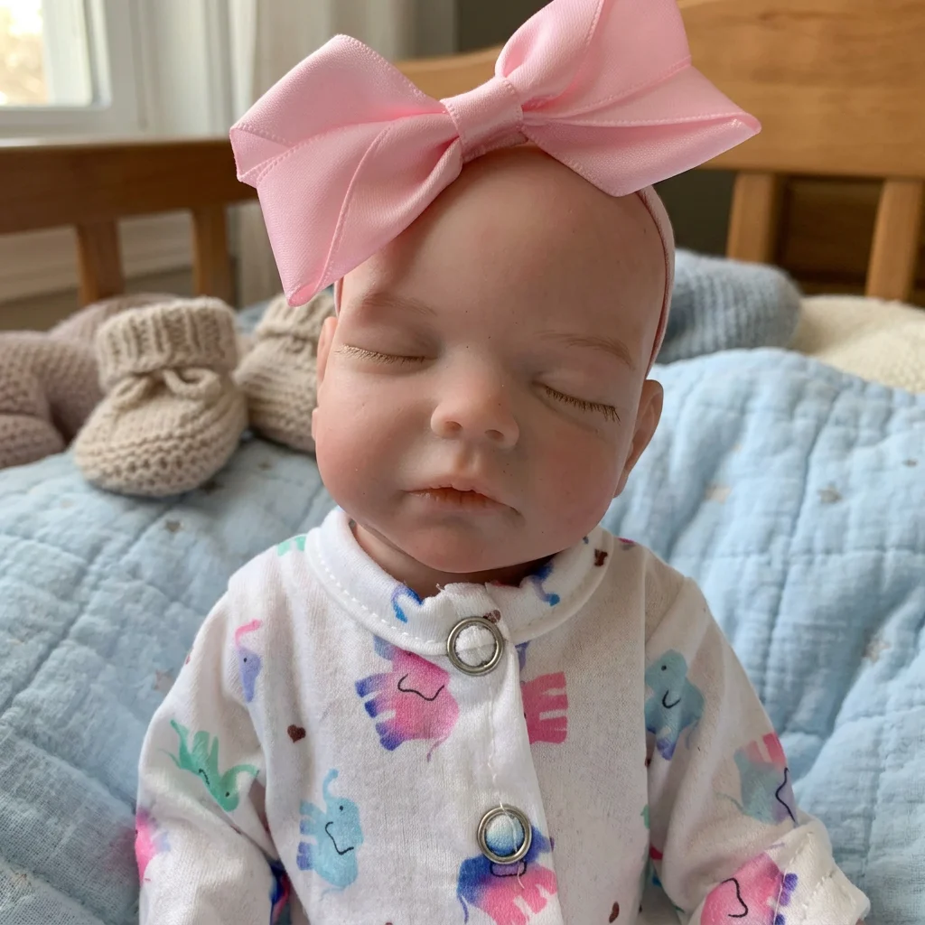 10 Inch Full Body Solid Silicone Reborn Doll Closed Eyes Sleeping Hand‑painted 3D Skin Washable Realistic Newborn Soft Simulated