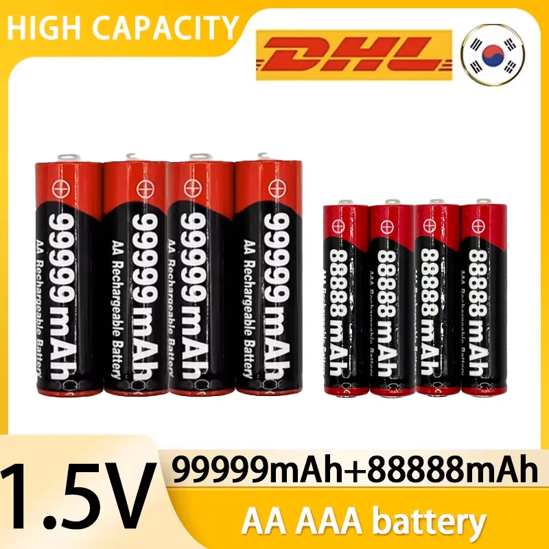 

2025 New 1.5V High Capacity AA 99999 MAh 1.5V AA88888 MAh Alkaline 1.5V Clock Toy Camera Battery Rechargeable Battery