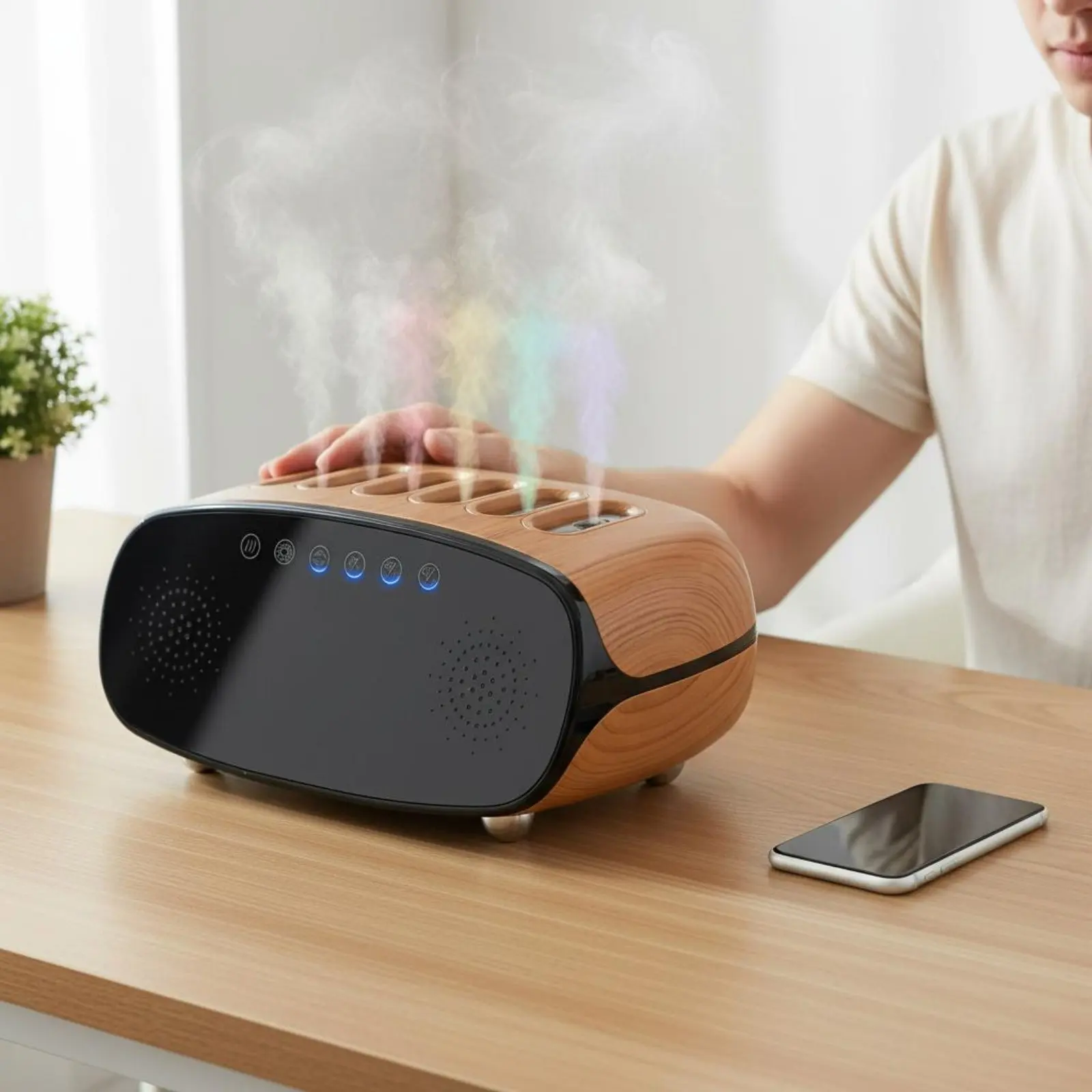 

Multi Spray Humidifier RGB Lights Bluetooth Humidifier Mist Machine Built-in Speaker for Desk, Office