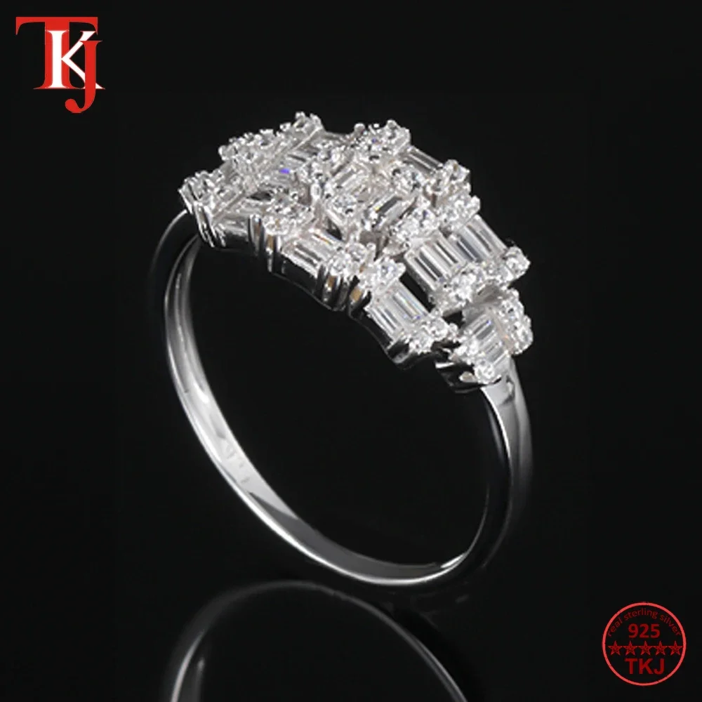 

TKJ 925 Sterling Silver Sparkling Cubic Zirconia Anniversary Promise Wedding Ring Jewelry Free Shipping