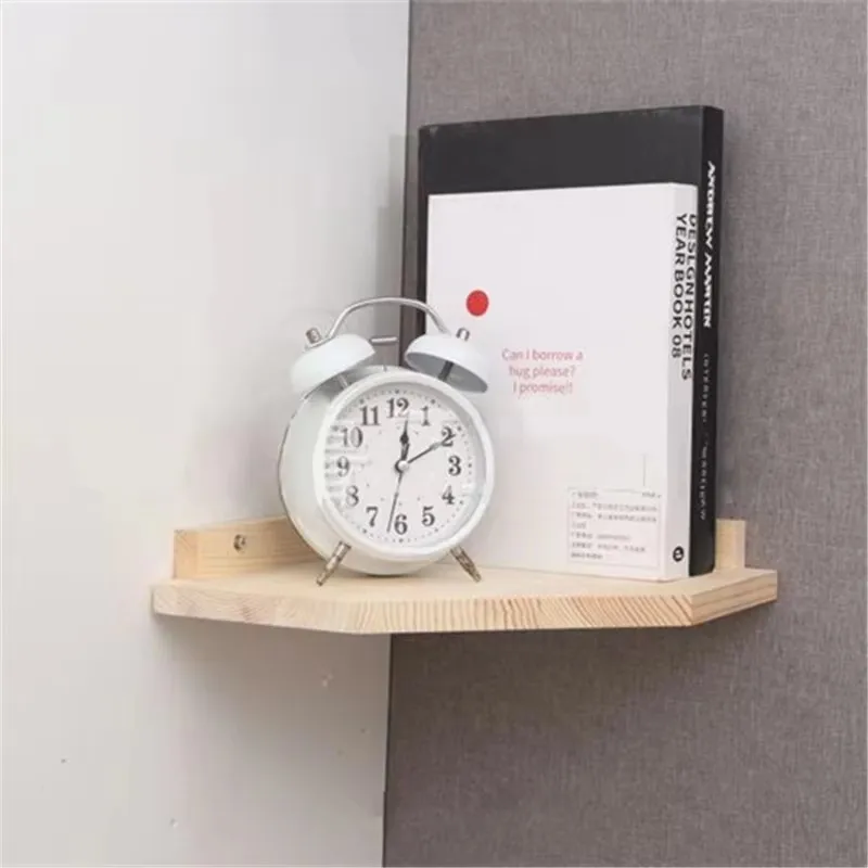 2pcs Wooden Corner Shelf Floating Shelf For Living Room Bedroom Bathroom Kitchen Organizer Storage Rack Wood Display Stand