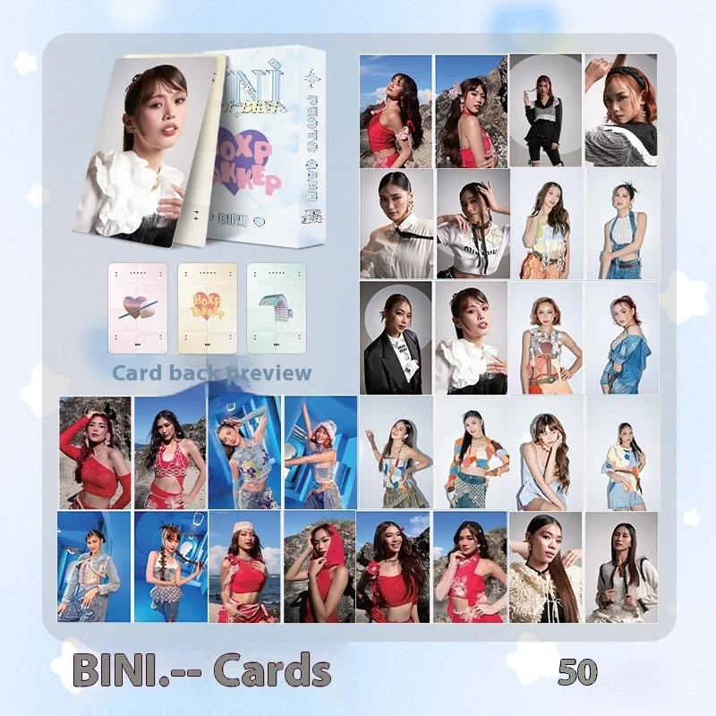 

Philippines BINI Small Box Containing 50 57X86 Millimeter Female Actress Girl Group Laser Lomo Card Postcards