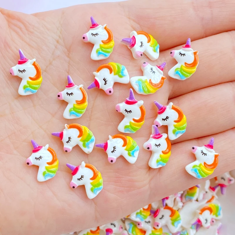 20pcs Charms Kawaii Cartoon Unicorn Nail Rhinestones Gems Glitter Acrylic Nail Art Jewelry Manicure Nail Decoration Accessories