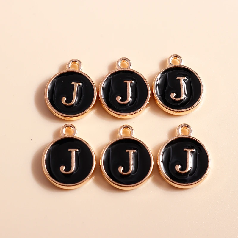 20 Stück 12x15mm Niedliche Schwarze Emaille A-Z 26 Alphabet-Buchstaben Anhänger für Schmuckherstellung Ohrringe Halsketten DIY Bastelzubehör – Detail 12