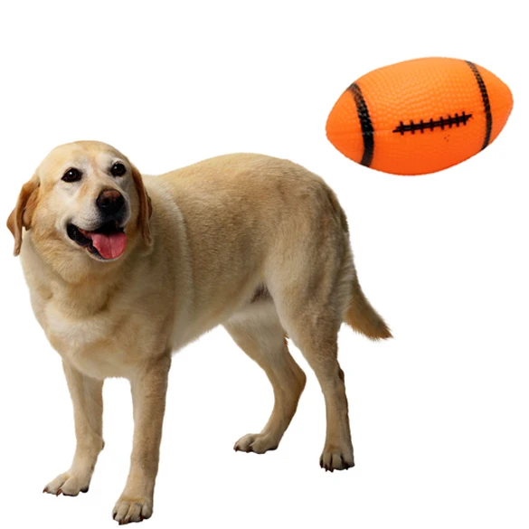 Soft PVC Squeaky Rugby‑Shaped Dog Ball Toy Bite‑proof Dental Chew Toy Outdoor Throwing Interactive Training Play Toy For Pet Dog