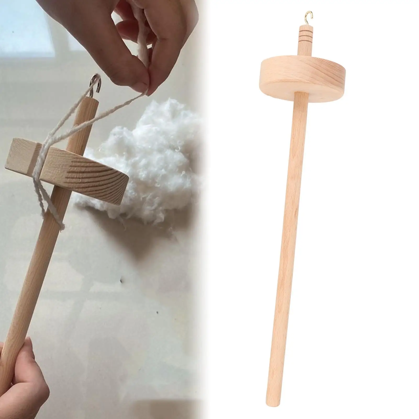 Portable Beech Wood Drop Spindle for Yarn Making - Durable, Wear and Fade Resistant DIY Tool with Comfortable Grip