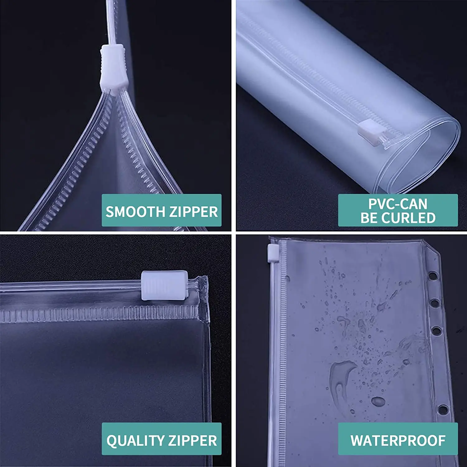 20 Pcs Cash 6 Holes Budget Pockets Zipper Folders for A6 Notebook Accessories