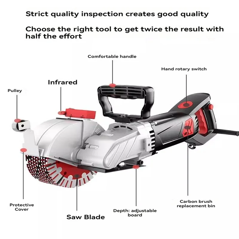 Wall Slotting Machine Concrete Cutter Electric Laser Aiming Groove Slotting Machine 125mm/160mm Circular Saw Cutting Tool