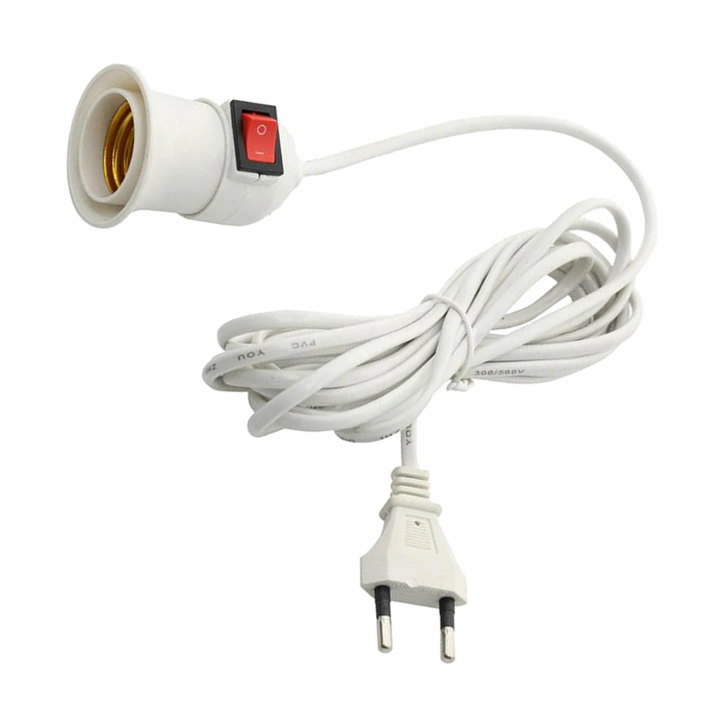 Cabo de Alimentação AC Cabo, E27 Bases Lâmpada LED, Suporte do soquete, Plug UE, Interruptor Fio para Lâmpada Pendente, Hanglamp, 4m, 1Pc