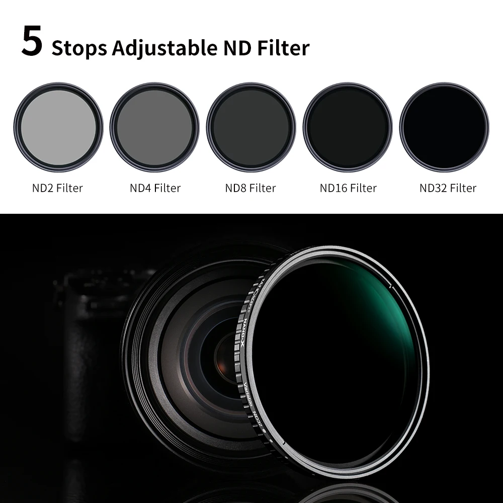 K&F Concept Variable ND2-32 Neutral Density Filter Without Black 