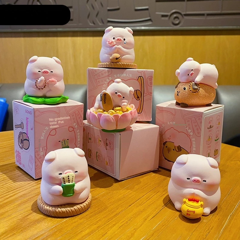 

Stress Relief Resin Pig Figurine Creative Home Desktop Decoration Toy Piggy Bank Small Ornament Buddha-like Style