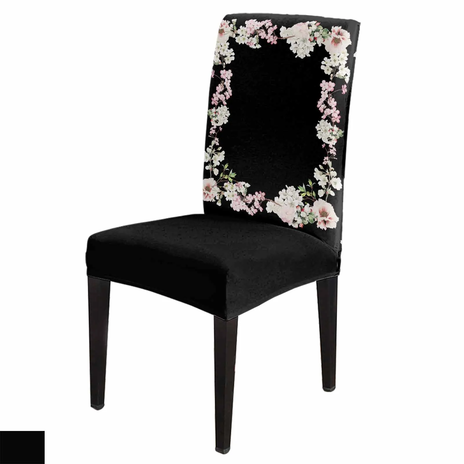 Flower Retro Plant Dining Chair Covers Spandex Stretch Seat Cover for Wedding Kitchen Banquet Party Seat Case