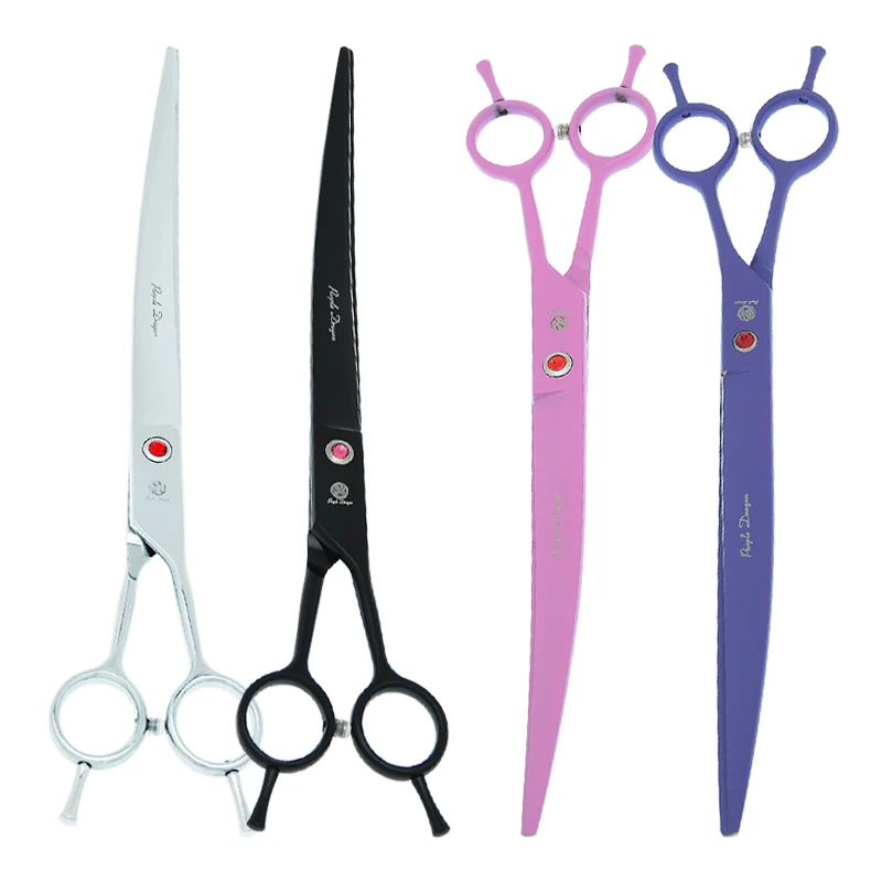 

Purple Dragon 9 inch Pet Grooming Scissors Japan Steel Dog Cutting Shears Cat Curved Hair Scissors Animals Haircut Tools B0063B