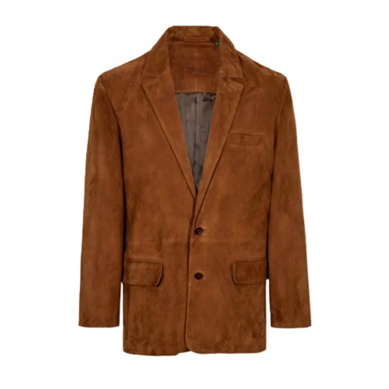 Heren Klassieke 100% Authentieke Suede Zakelijke Kleding Jas Leren Blazer Twee Knoop