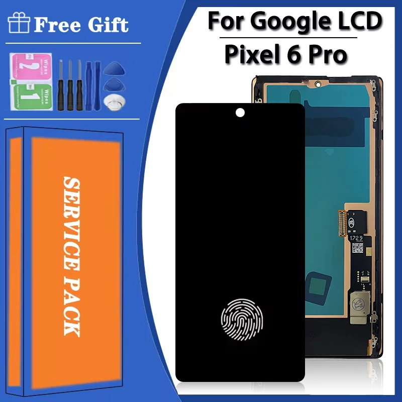 Super AMOLED untuk Google Pixel 6 Pro 6Pro GLUOG, tampilan LCD G8VOU Digitizer sentuh untuk Google Pixel6 Pro suku cadang reparasi tampilan