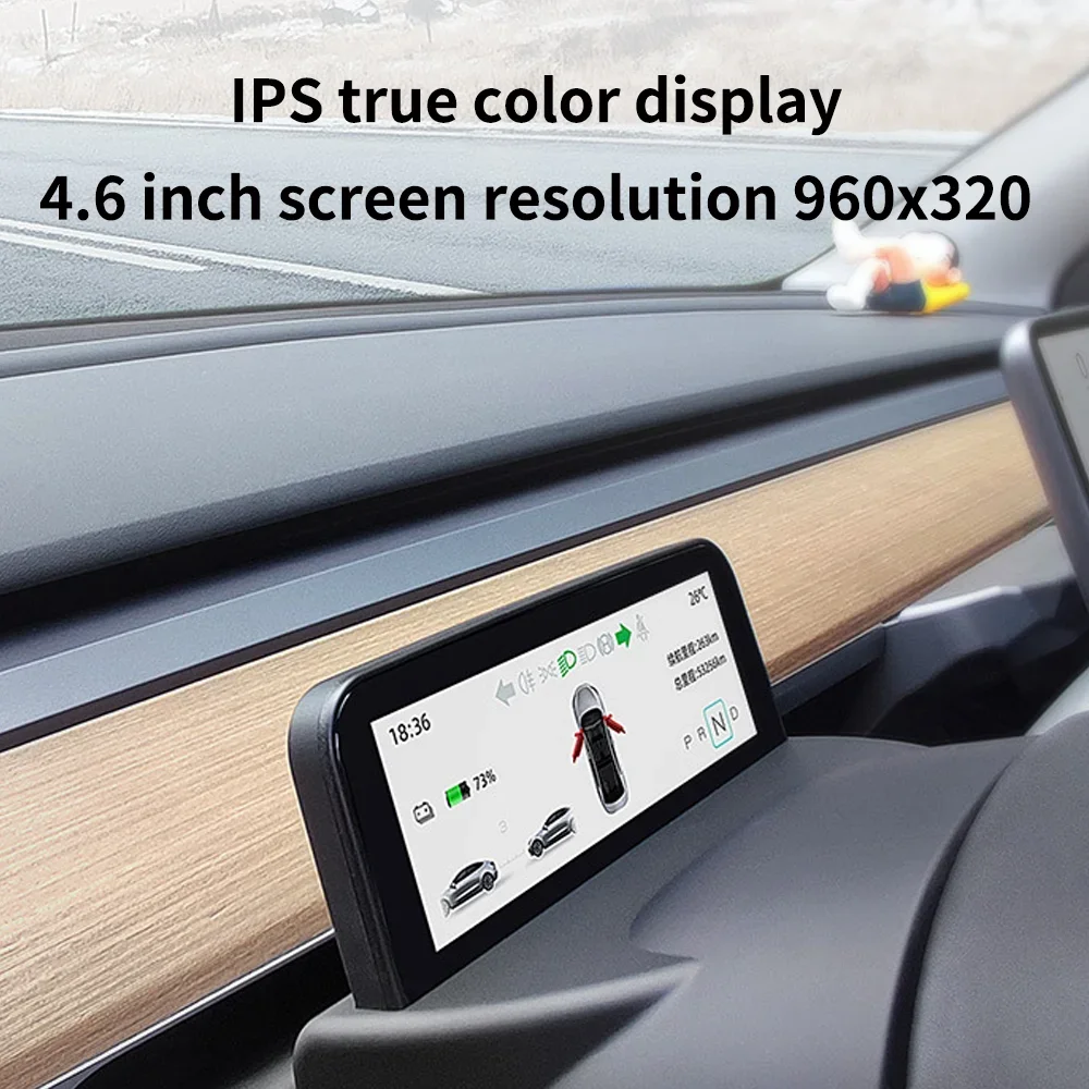 HUB 4.6 Inch Mini Dash Screen Display For Model Y Model 3 Heads Up Instrument HD LCD Display Modification Accessorri Speedomete