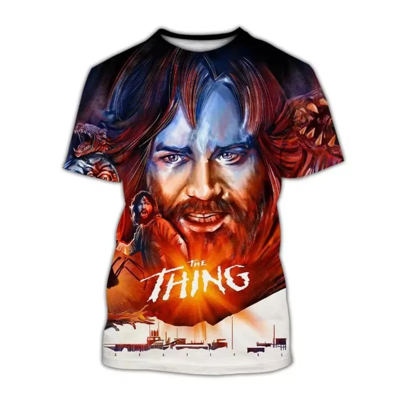 공포 영화 The Thing 3D 프린트 남성 티셔츠 패션 캐주얼 하라주쿠 반소매 오버 사이즈 o 넥 티셔츠 유니섹스 의류