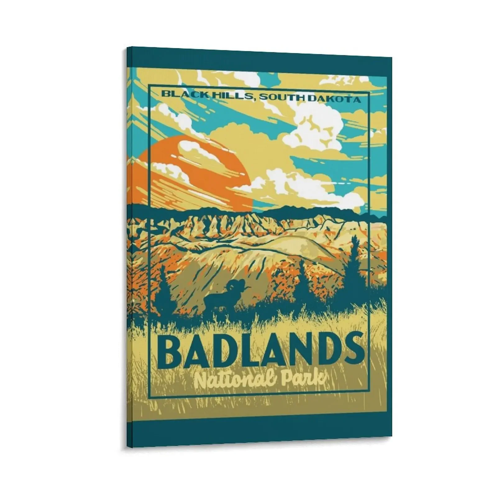 

Badlands National Park Original WPA Poster Style Design Canvas Painting room decorations for men Wall decoration frame