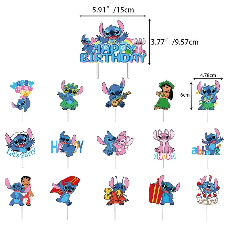 ท็อปเปอร์เค้กธีมสติทช์การ์ตูนน่ารัก ของตกแต่งปาร์ตี้สติทช์ ท็อปเปอร์เค้กสติทช์ ของขวัญวันเกิดเซอร์ไพรส์