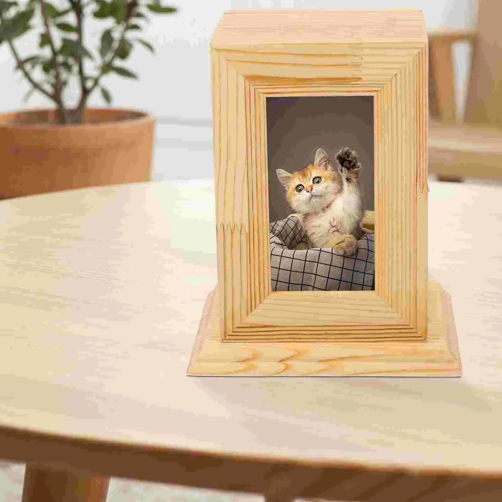 

Pet Bone Ash Urn Cat Cremation Urns Solid Wood Ashes Storage Container Cremains Holder Wooden Gifts Box with Photo Frame