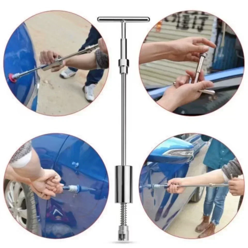 Car Dent Puller Repair T Dent Tool Auto Body Paintless Body Part Mechanical Sheet Metal Slide Removal Slide Hammer Reverse+18Pcs