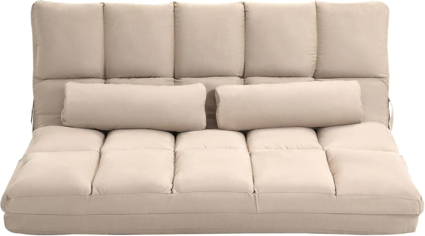 Convertible Floor Sofa Chair, Folding Couch Bed, Guest Chaise Lounge with 2 Pillows, Adjustable Backrest and Headrest