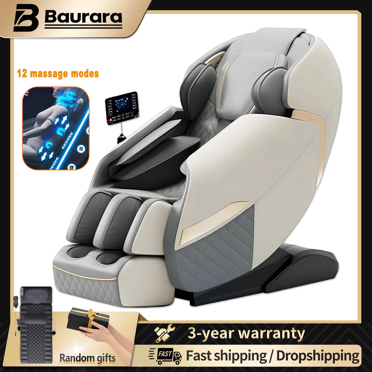 

4D массажное кресло для всего тела с нулевой гравитацией, кресло шиацу, воздушное сжатие, подогрев, вибрация, массаж шеи, спины, ног, умный комфорт