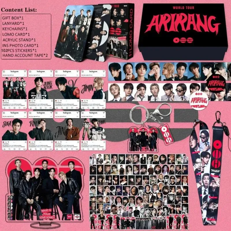 BTS Arirang World Tour Complete Collection Gift Box Kpop Decor Set Acrylic Stand Lanyard Keyring Lomo Cards Stickers Washi Tape view 3