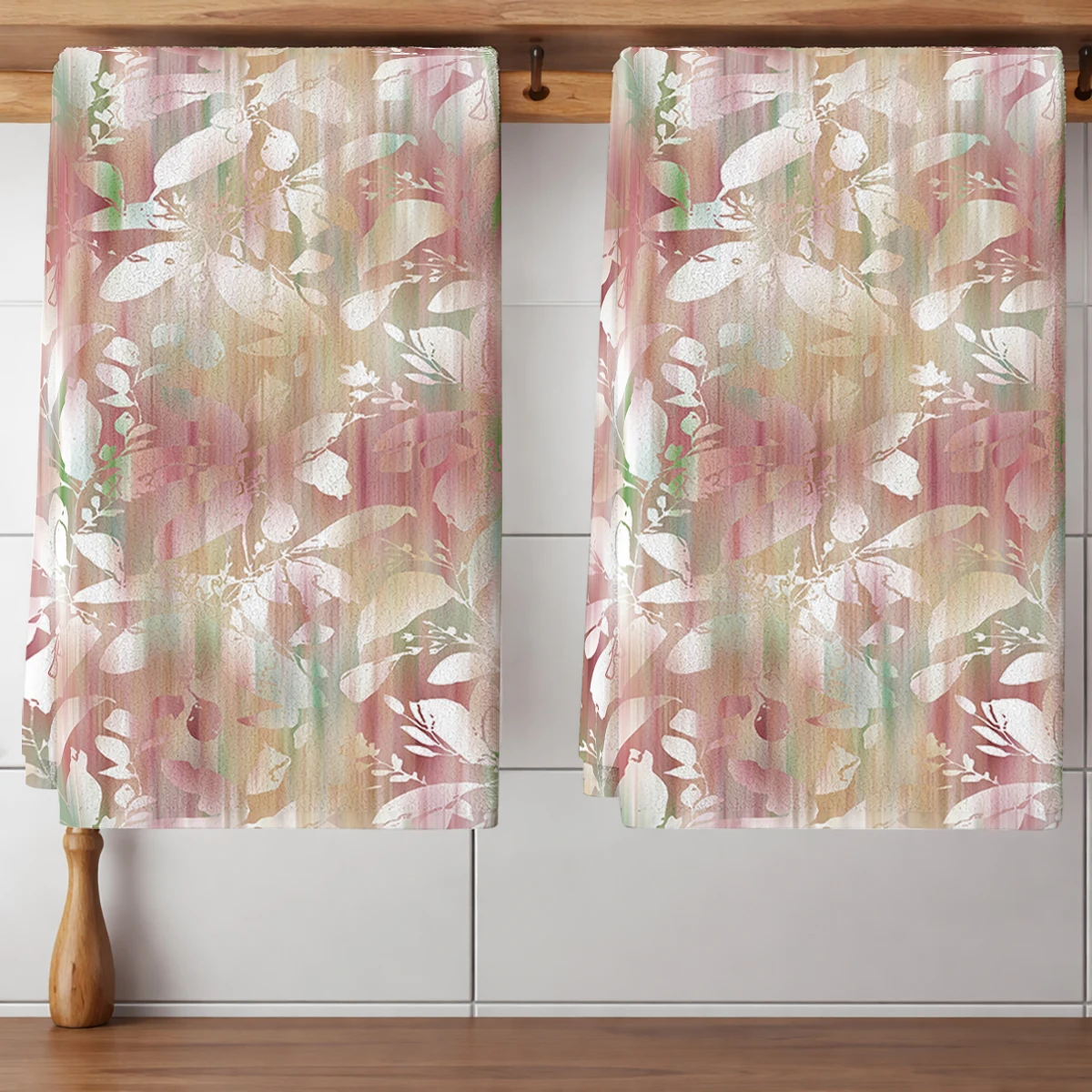 

Pastoral Leaf Pattern Polyester Dish Cloth - Fade Resistant Machine Washable Kitchen Cleaning Cloth for Daily Use Kitchen Towels
