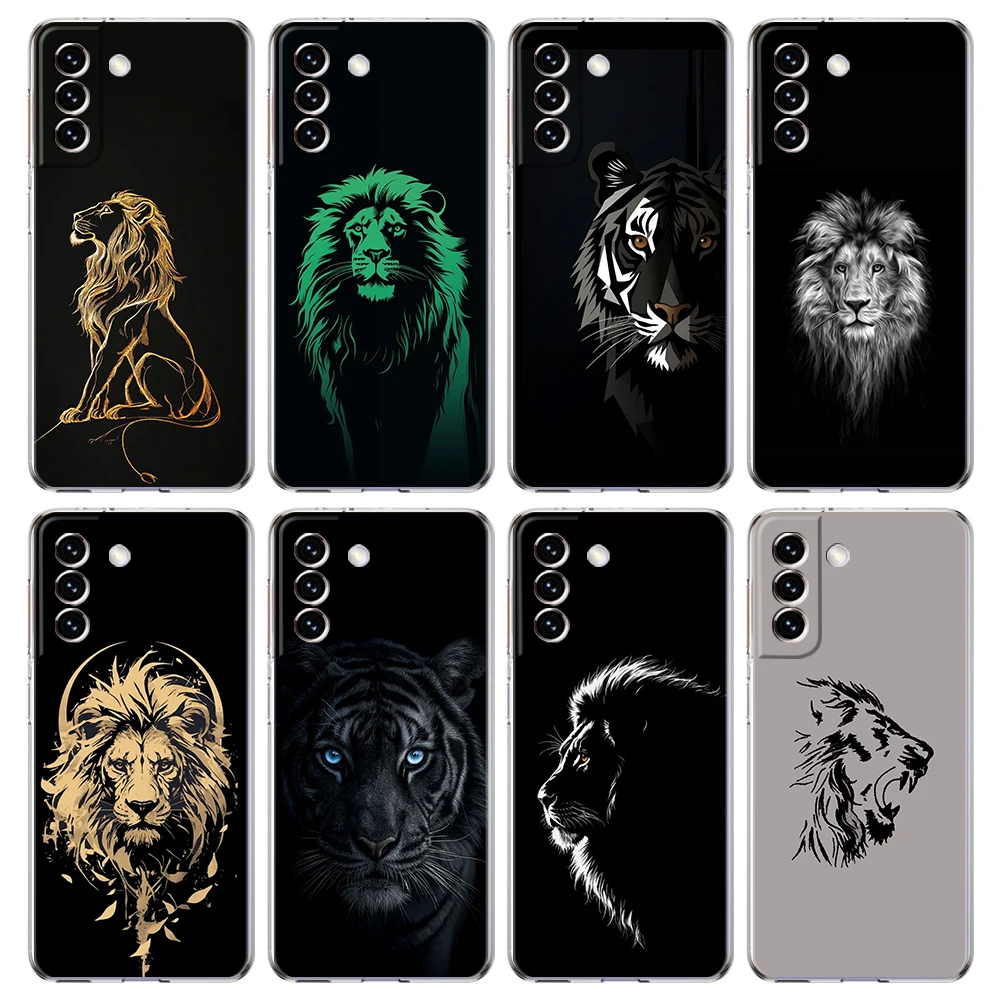 Phone Case For Samsung Galaxy S26 S25 S24 Plus S23 FE S22 S21 S20 Ultra 5G S10 Soft Clear Cover Concise Lion Pattern