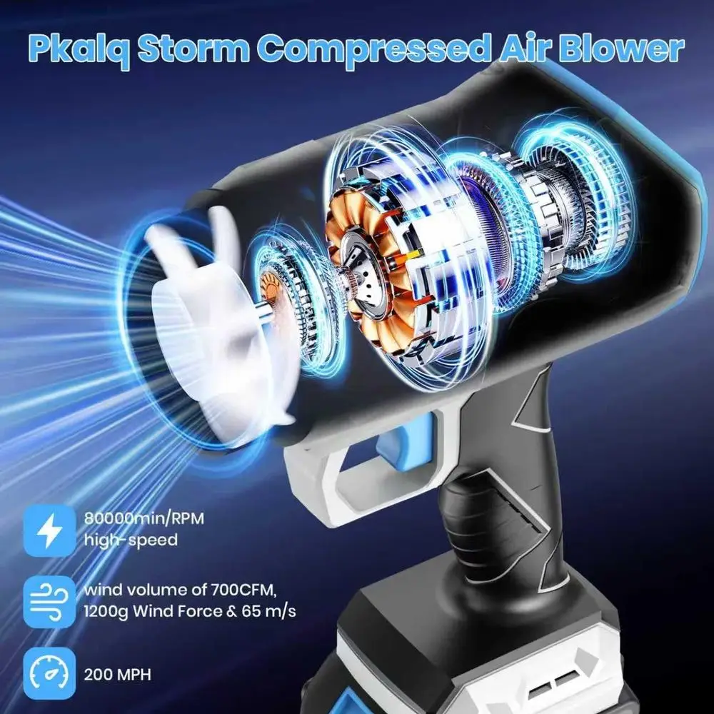 منفاخ أوراق شجر مطور لعام 2025 - 800,000 دورة في الدقيقة مع بطاريتين × 4.0 أمبير في الساعة وشاحن منفاخ كهربائي للعناية بالعشب والمرآب في ساحة العناية بالحديقة