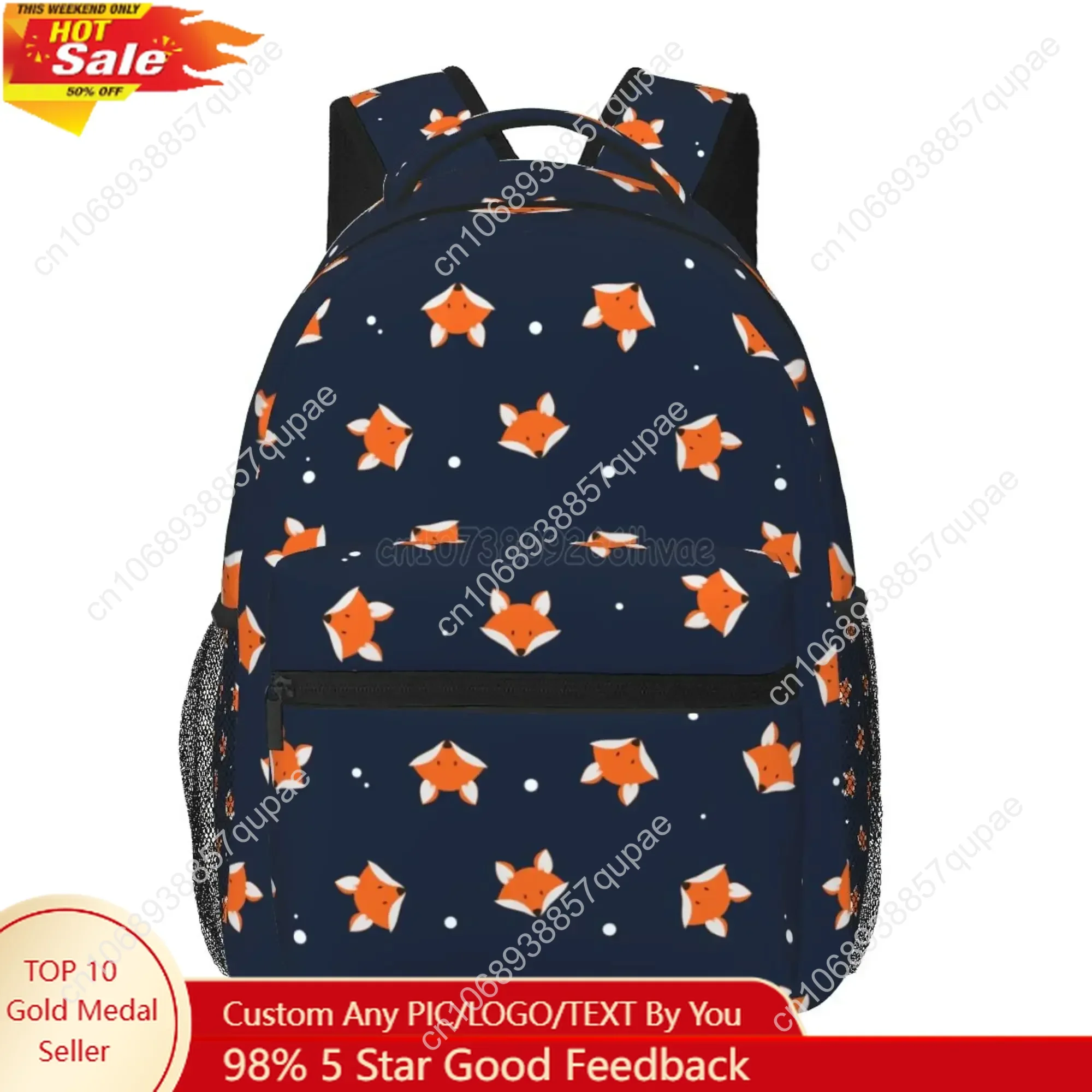 

Cute Red Foxes Flower Pattern Backpacks Unisex Travel Bag Fashion Casual Daypack School Bookbags Laptop Backpack for Students