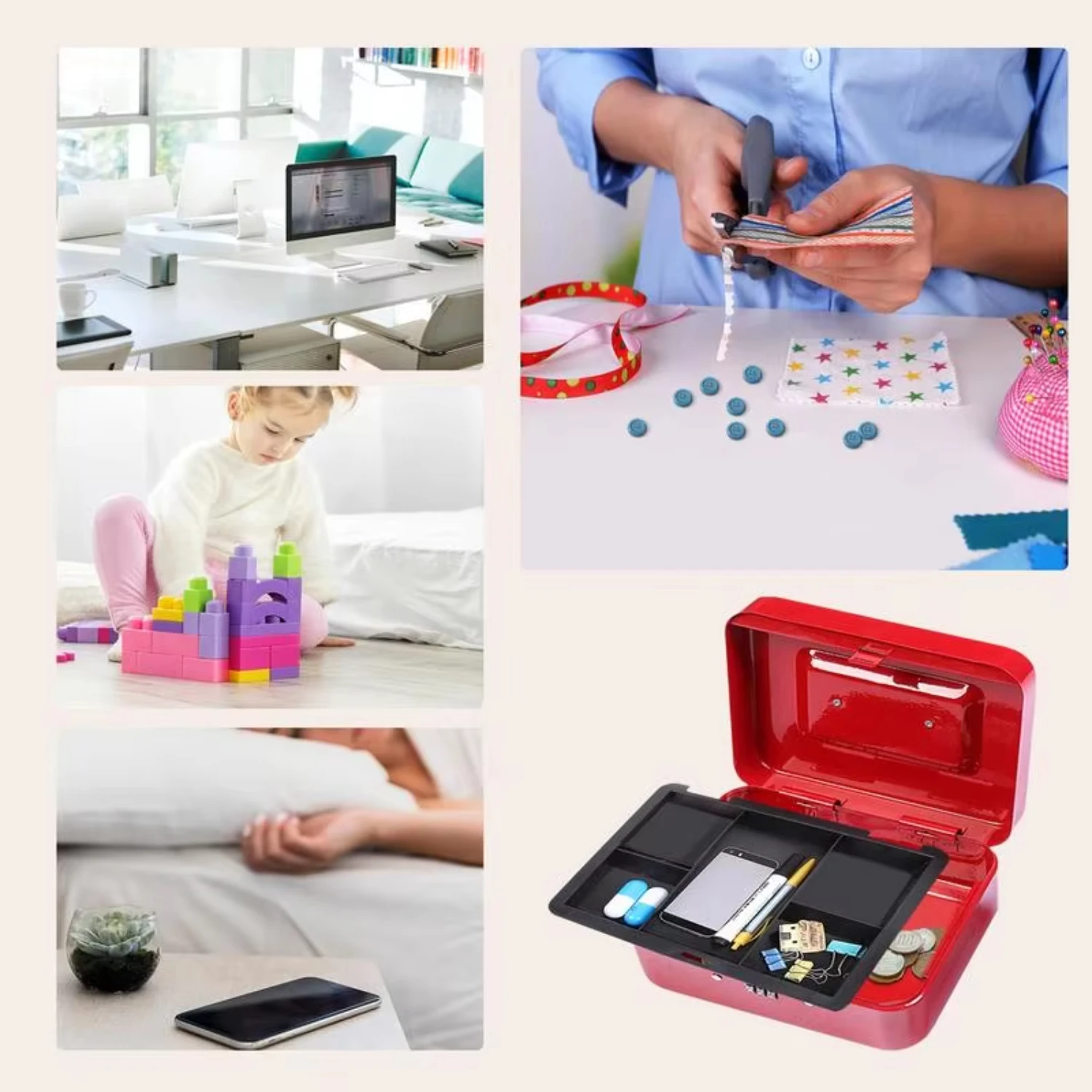 Portable Safe Box Portable Lock Box Portable Money Cash Deposit Box With Security Code  Travel Store Keys Cards Jewelry