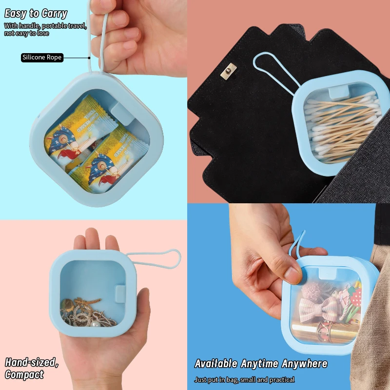 Portable Travel Jewelry Box Press To Open Lid Portable Travel Case Storage Box for Hair Accessories and Cosmetics
