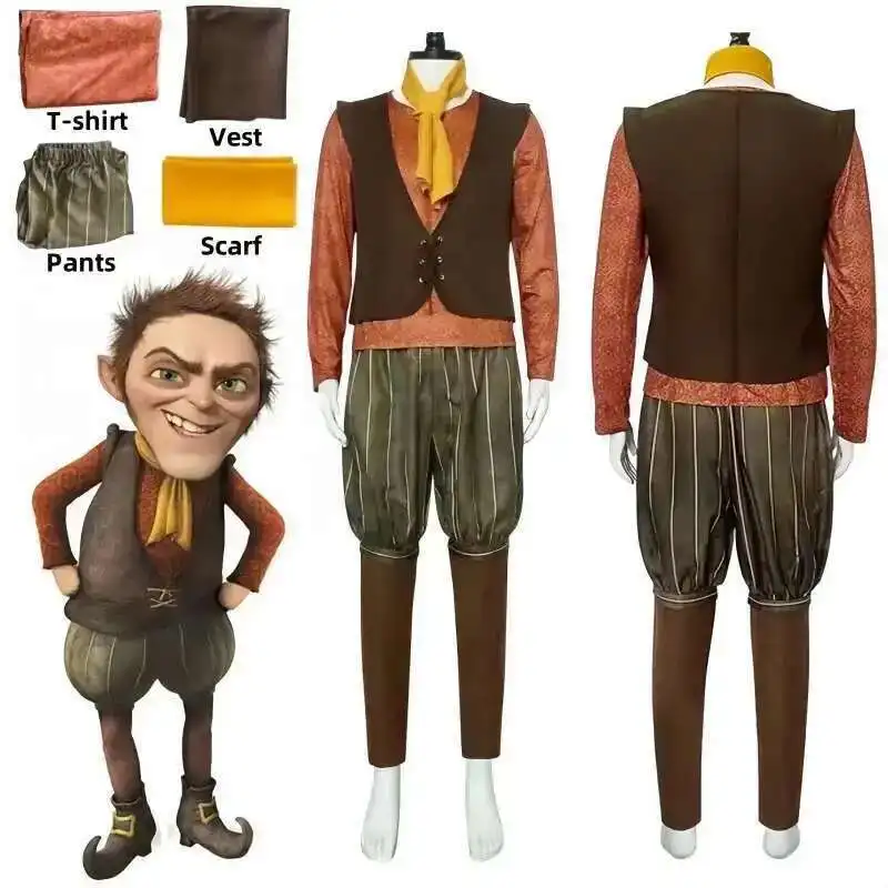 

DreamWorks Shrek Rumpelstiltskin Mens' Cosplay Costume King Dwarf Captain Play Uniform Halloween Party Outfits