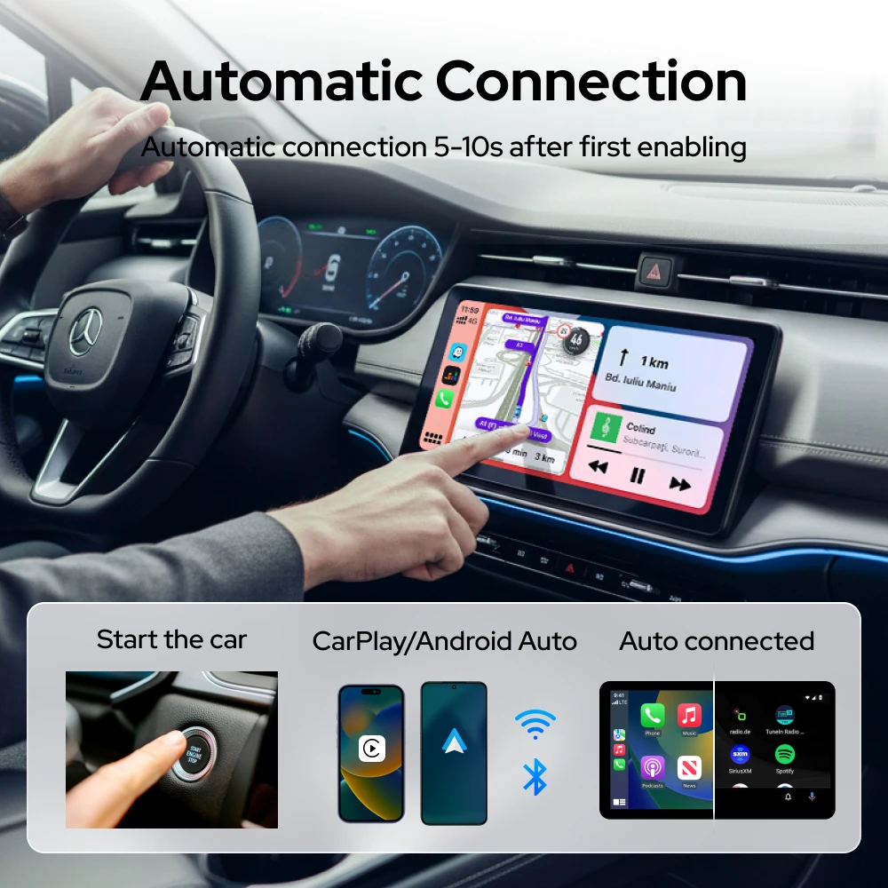 Skilldrive 2026 ワイヤレスCarPlay Android Auto ウルトラミニアダプター AIスマートボックス インテリジェントシステム USB C 有線CarPlay対応車用