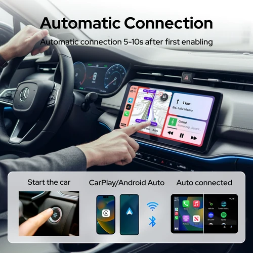 Imagen 2 del producto Skilldrive 2026 Mini CarPlay inalámbrico Android Auto adaptador tipo C AI caja inteligente sistema inteligente USB C para coche CarPlay con cable