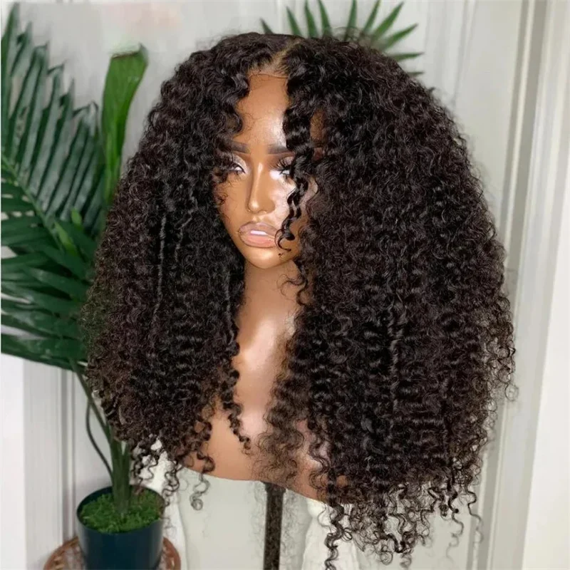 Peluca con malla frontal Natural negra prearrancada suave de 26 pulgadas de largo rizado 180 de densidad Natural peluca con malla frontal para mujeres negras pelo de bebé