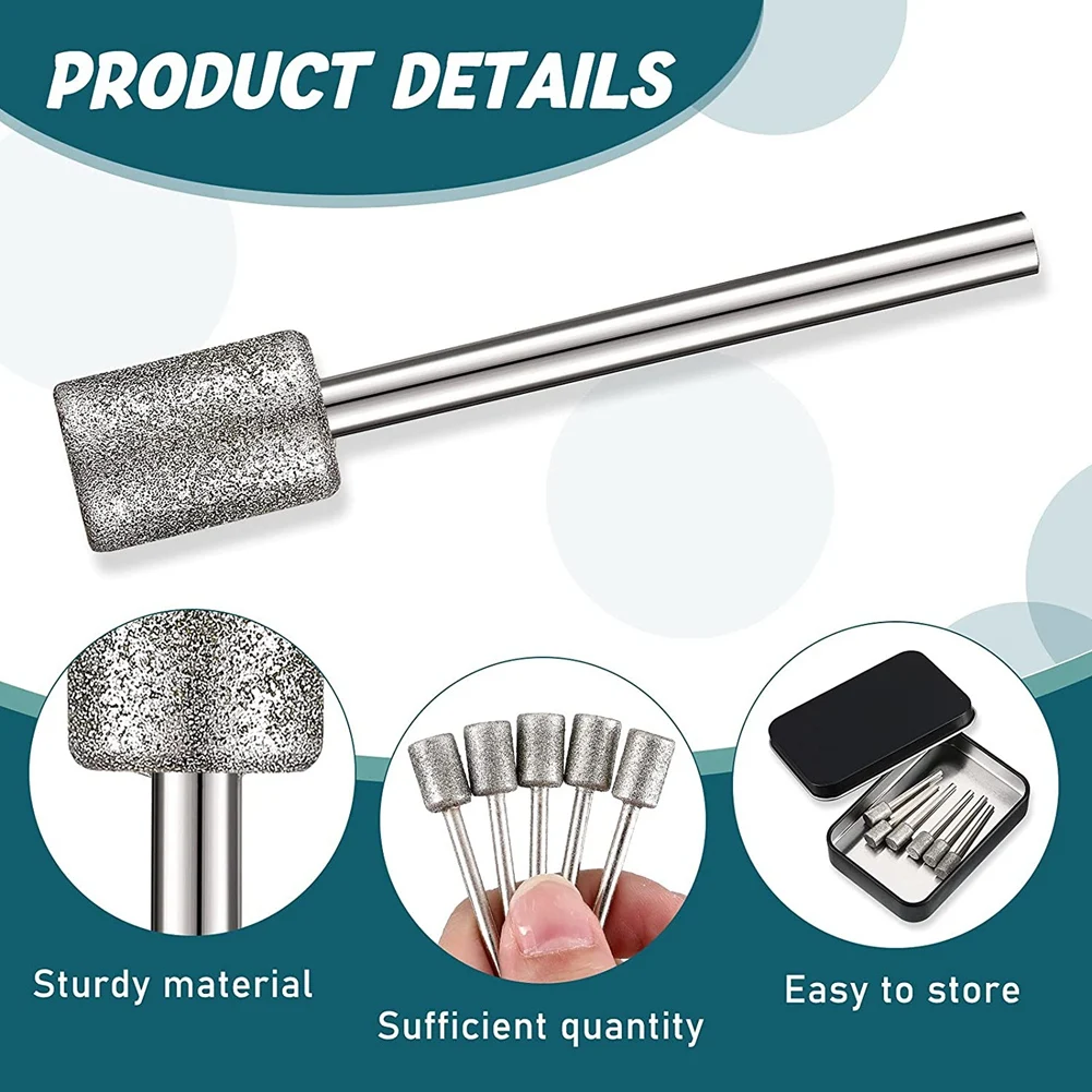 10 шт. Алмазные биты, алмазные шлифовальные сверла, головка 1/8 дюйма, хвостовик 8 мм, головка цилиндра, Алмазные биты для большинства роторных инструментов, шлифовальная машина