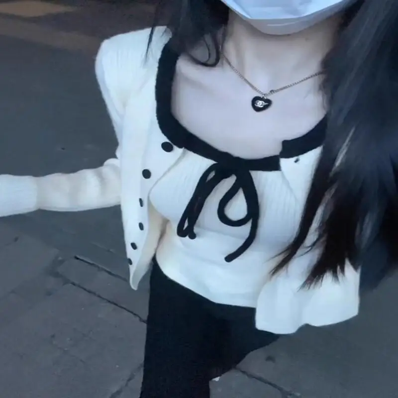 

Свежий милый милый камзол, уникальный наряд в корейском стиле, супер красивый уличный корейский вариант, вязаный свитер для отдыха, повседневный женский новый