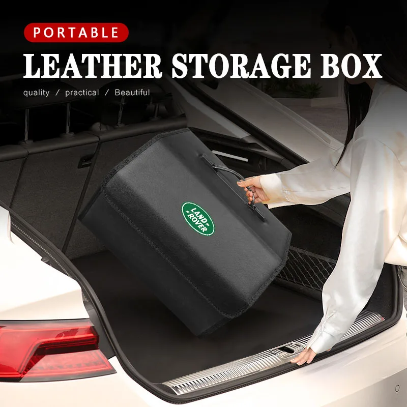 Car Trunk Collapsible Leather Tidying Stowing Box Accessories For Land Rover Range Rover L320 L322 L405 L494 Vouge Discovery Evo