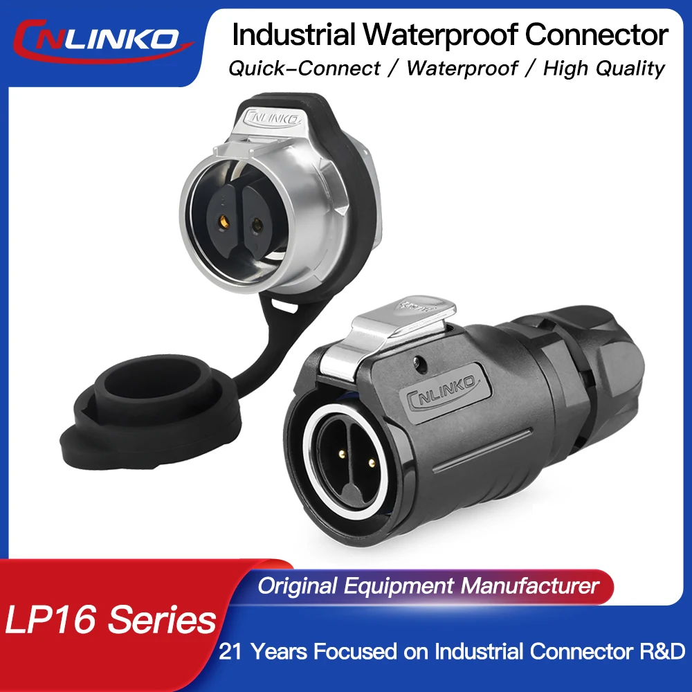

CNLINKO LP-16 Circular Aviation Connector Kit Male Plug and Female Socket M16 IP68 Waterproof Industrial Connectors Outdoor Use
