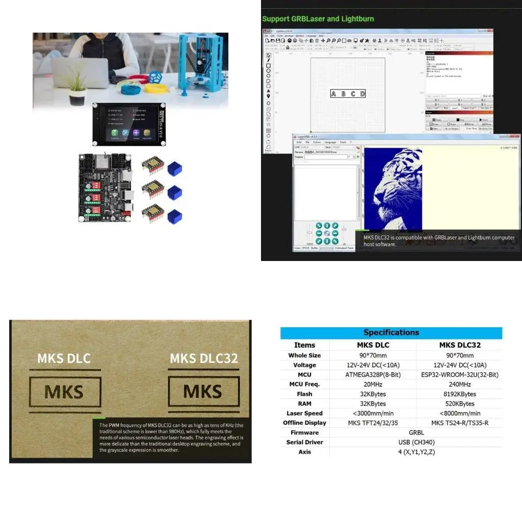 

R53C MKS DLC32 v2.1. Плата управления гравировкой 32 -битный офлайт GRBL с TS35 ЖК -экраном TMC2209 Драйвер двигателя