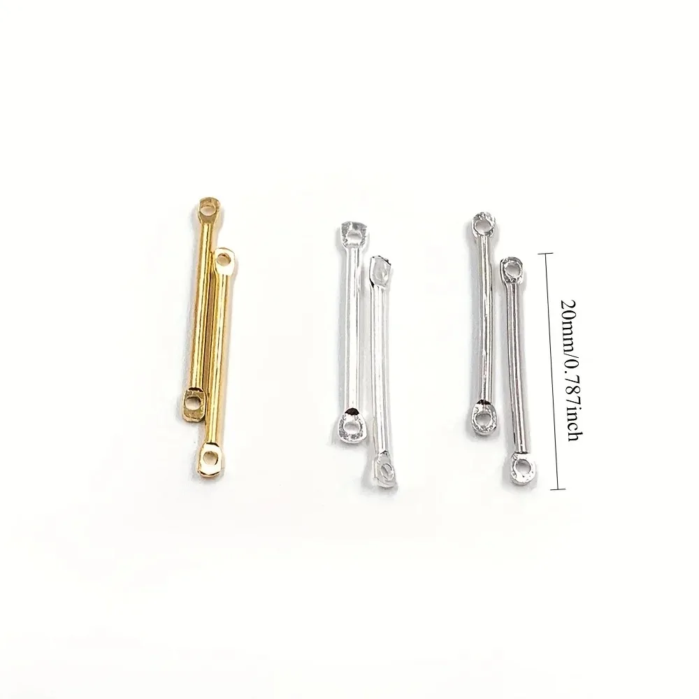50Pcs Blank Bar Links for Jewelry Making - Silver, Gold, Rhodium Rectangle Metal Connectors (Bracelet, Necklace Links)