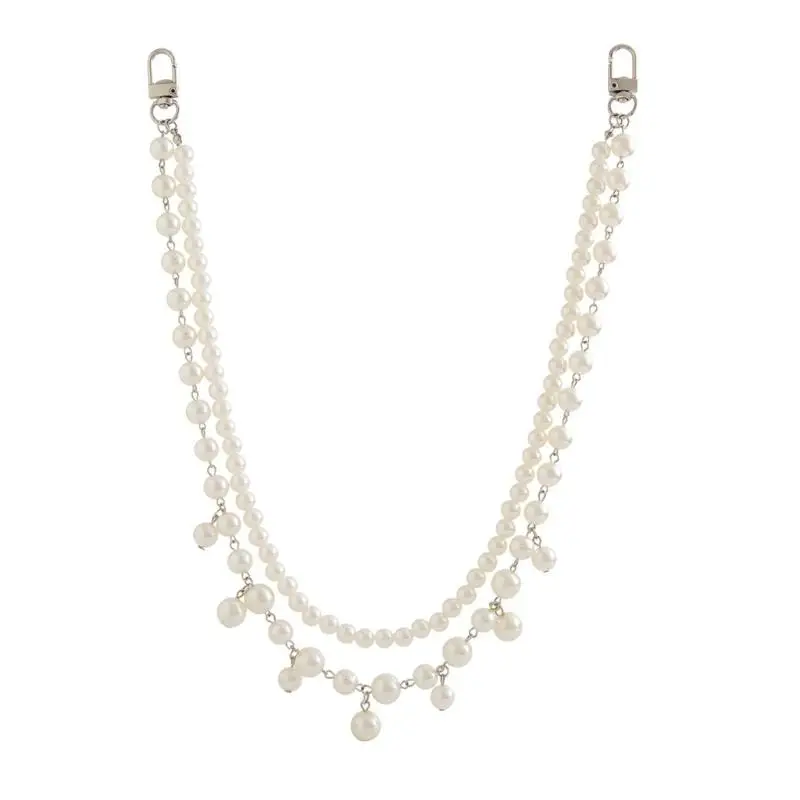 

652F Punk Jeans Pants Chain Edgy Chain Punk Pearls Charm Waist Wallet Chain Grunge Belt for Hip Hop Accessories